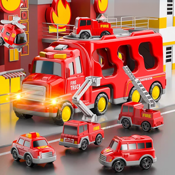 Mini Explorer Fire Rescue Transport Truck Playset